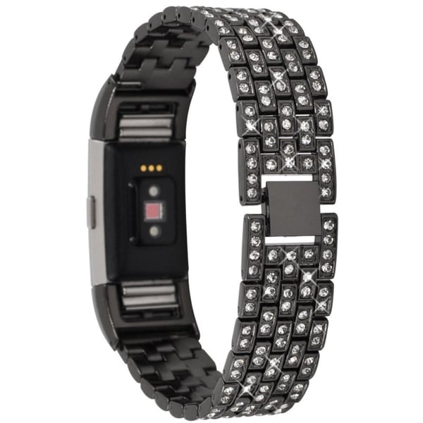 Fitbit Charge 2 stilig klokkerem med rhinestone-dekor - Svart Fitbit Charge 2 stilig klokkerem med rhinestone-dekor - Svart