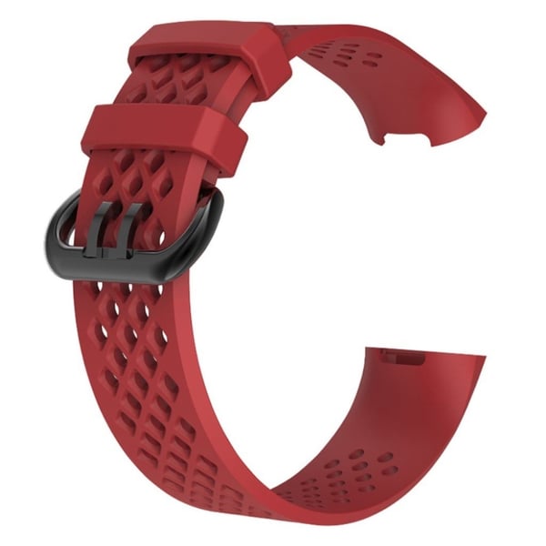 Fitbit Charge 3 erstatnings urrem i silikome med sportsdesign - Str. L, Rød