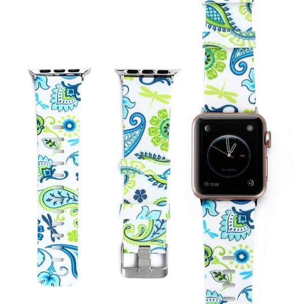 Apple Watch 38mm kukallinen silikooni muovinen kellon vaihto ranneke metalli soljella - Tyyli F