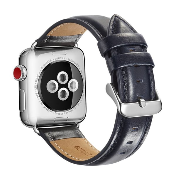 Apple Watch Series 4 44mm erstatnings urrem i kolæder - Blå Apple Watch Series 4 44mm erstatnings urrem i kolæder - Blå