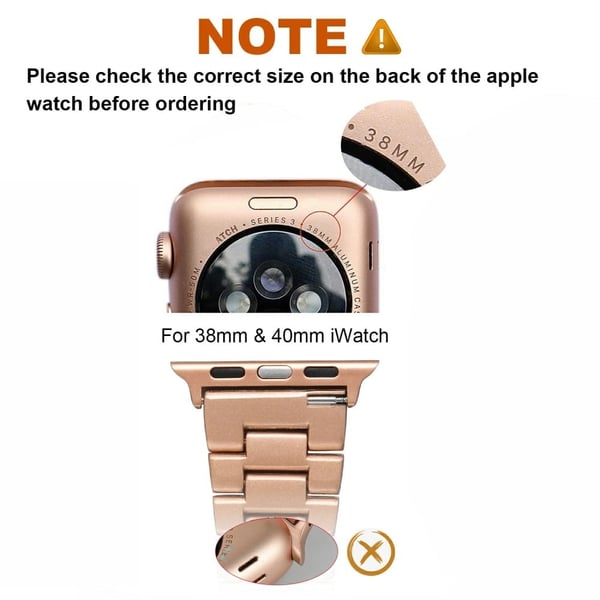Apple Watch Series 8 (41 mm) klokkerem med tre perler og rhinestone-dekor - Rose Gull