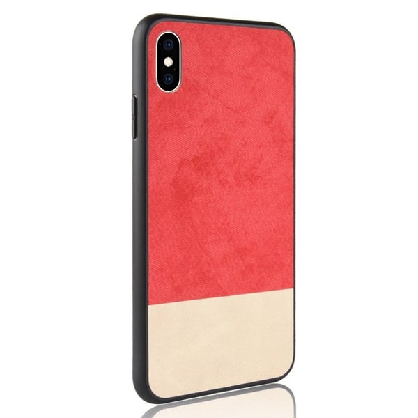 iPhone XS likä hylkivä kaksisävyinen synteetti nahka pintainen muovi suojakuori - Punainen