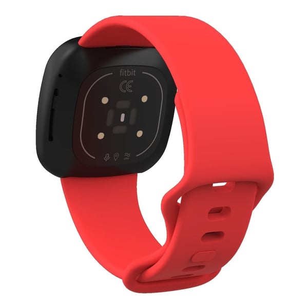 Fitbit Sense 2 / Versa 4 klokkerem i silikon - Rød Størrelse: L