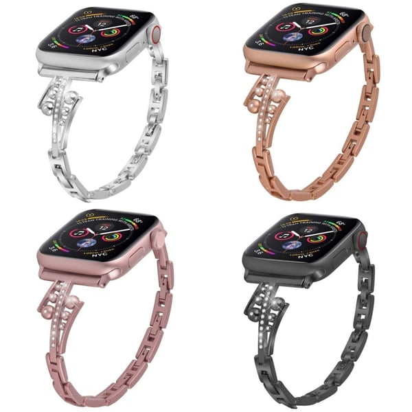 Apple Watch Series 8 (45mm) / Watch Ultra elegant klockarmband med strassdekor - Silver