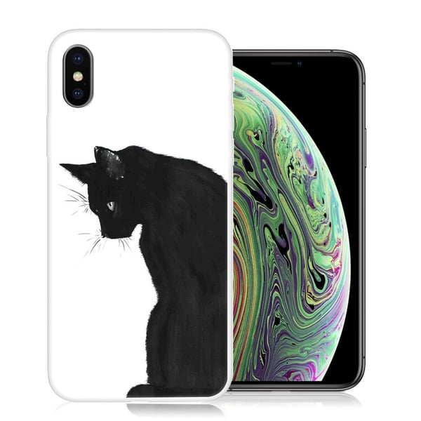 iPhone XS Mänstart flexibelt mobilskal tillverkat av mjukt silikon plast - Svart Katt iPhone XS Mänstart flexibelt mobilskal tillverkat av mjukt silikon plast - Svart Katt