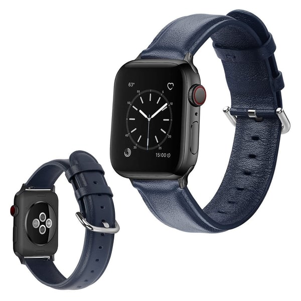Apple Watch Series 5 40mm ekte skinn klokkereim - Dark Blue