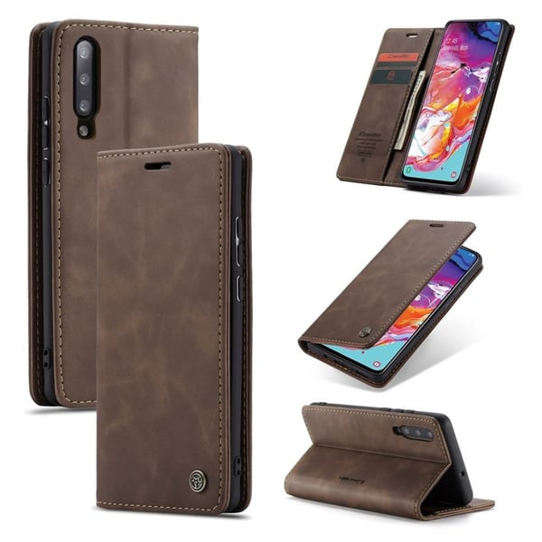 CaseMe Samsung Galaxy A70 Vintage Etui - Kaffe