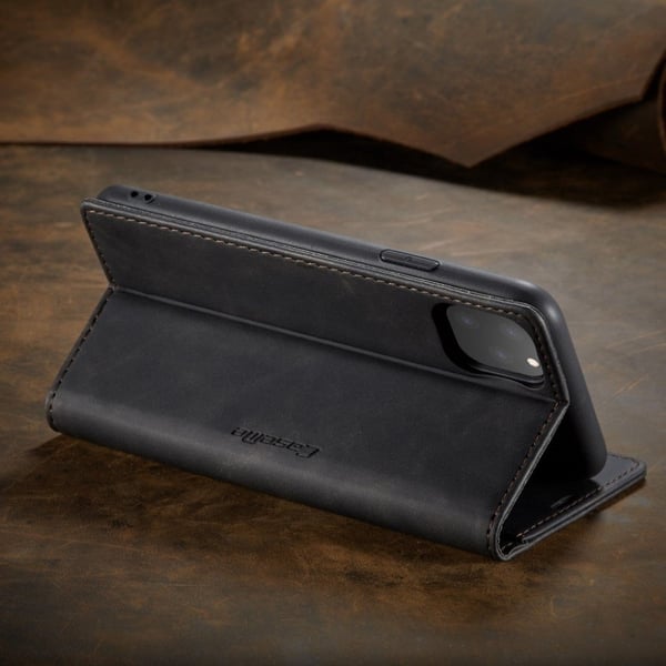 CaseMe iPhone 11 Pro Vintage kotelot - Musta