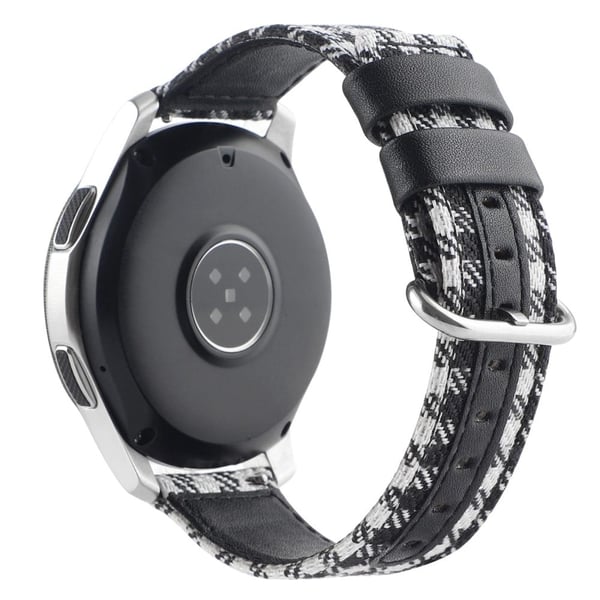 Samsung Galaxy Watch 5 / 5 Pro rutete klokkerem i skinn i nylonstil - Svart Rutete Samsung Galaxy Watch 5 / 5 Pro rutete klokkerem i skinn i nylonstil - Svart Rutete