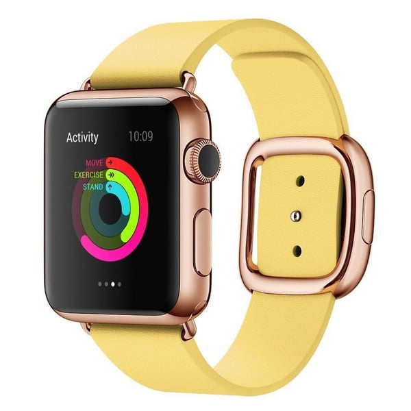 Apple Watch Series 4 44mm erstatnings urrem i unikt læder med magnetisk lukkefunktion - Gul Apple Watch Series 4 44mm erstatnings urrem i unikt læder med magnetisk lukkefunktion - Gul