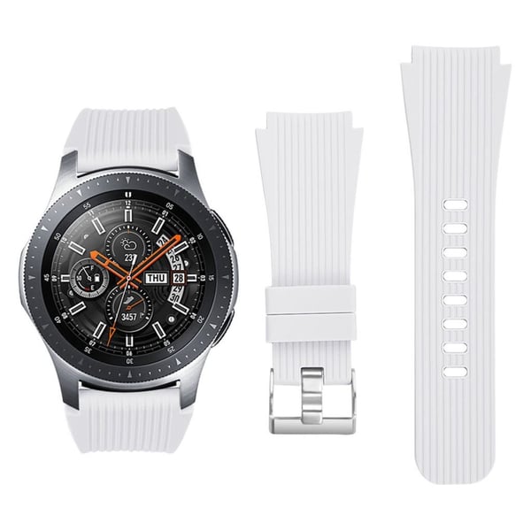 Samsung Galaxy Watch (46mm) pystysuora raidallinen silikooni muovinen pehmeä kellon vaihto ranneke - Valkoinen