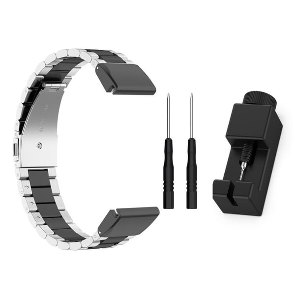 Garmin Fenix 5/5 Plus / 6 rustfritt stål klokkereim - Silver / Black / Black Garmin Fenix 5/5 Plus / 6 rustfritt stål klokkereim - Silver / Black / Black