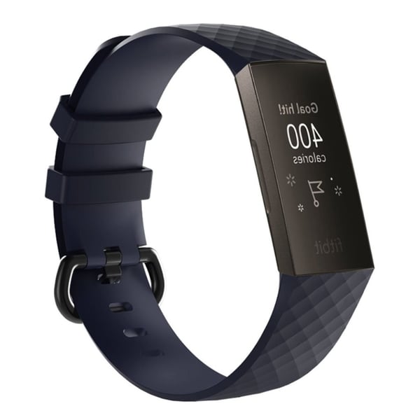 Fitbit Charge 3 Silikon Flexbible Wath Armbånd - Størrelse: L / Mörkblå