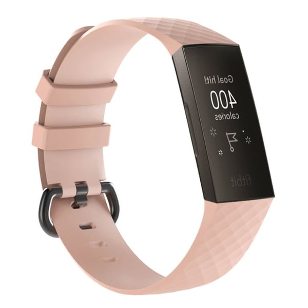 Fitbit Charge 3 joustava silikooni muovinen kellon vaihto ranneke metali soljella - Pinkki
