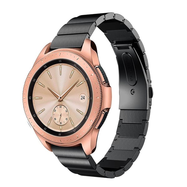Samsung Galaxy Watch (42mm) erstatnings urrem i stainless stål med sommerfugle spænde - Sort Samsung Galaxy Watch (42mm) erstatnings urrem i stainless stål med sommerfugle spænde - Sort