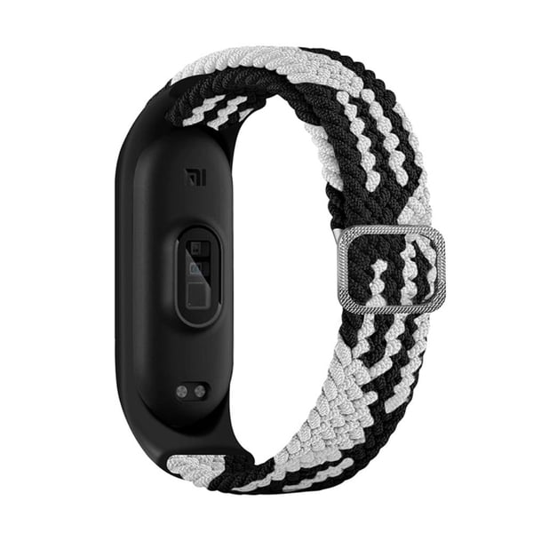 Xiaomi Mi Band 7 / 6 / 5 elastisk nylon-urrem - Sort / Hvid