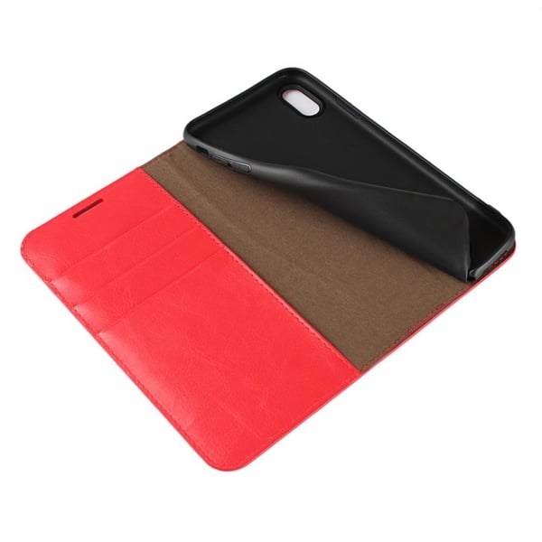 Crazy Horse iPhone Xs Max flip cover i ægte læder - Rød