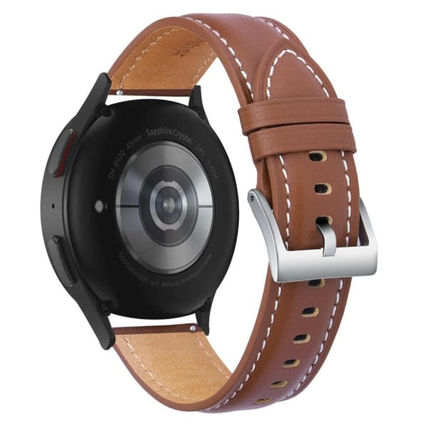 Samsung Galaxy Watch 5 (44 mm) / (40 mm) / Pro sømstil klokkerem i ekte skinn - Brun / Sølvspenne