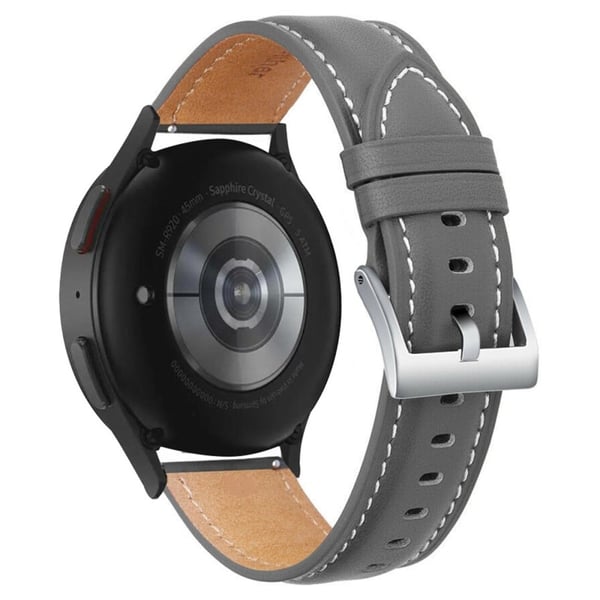 Samsung Galaxy Watch 5 (44 mm) / (40 mm) / Pro sømstil klokkerem i ekte skinn - Grå / Sølvspenne