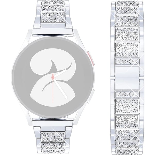 22mm Universal urrem med rhinestone dekoration - Sølv