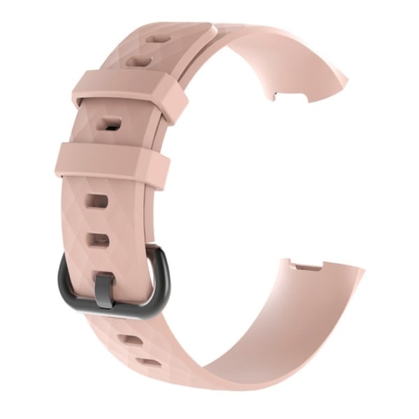 Fitbit Charge 3 erstatnings urrem i silikone med geometrisk mønster - Lyserød