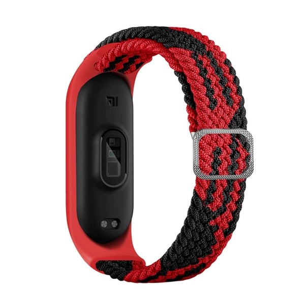 Xiaomi Mi Band 7 / 6 / 5 elastinen nailon kellonhihna - Punainen / Musta