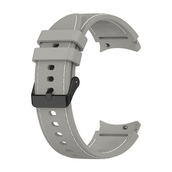 Samsung Galaxy Watch 5 / 4 silikoneurrem med sort spænde - Grå / Hvid Størrelse: L Samsung Galaxy Watch 5 / 4 silikoneurrem med sort spænde - Grå / Hvid Størrelse: L