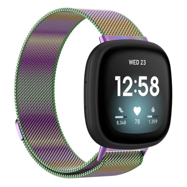 Fitbit Sense 2 / Versa 4 milanesisk klokkerem i rustfritt stål - Flerfarget Størrelse: L Fitbit Sense 2 / Versa 4 milanesisk klokkerem i rustfritt stål - Flerfarget Størrelse: L