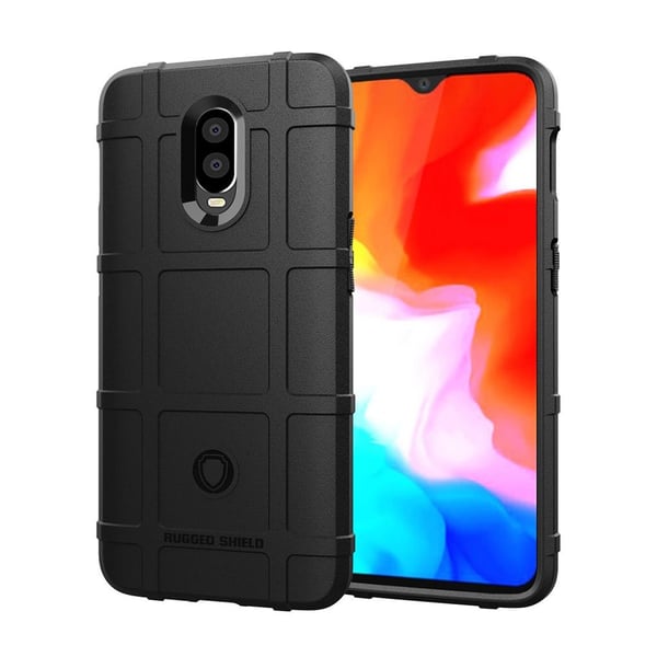 OnePlus 6T beskyttelses deksel av TPU med gitter tekstur - svart