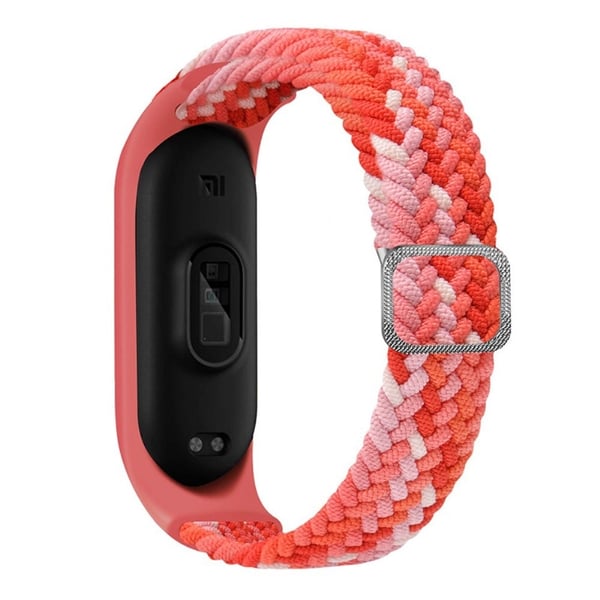 Xiaomi Mi Band 7 / 6 / 5 klockarmband i elastisk nylon - Färgglad Röd