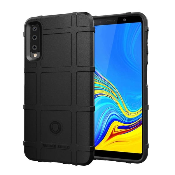 Samsung Galaxy A7 beskyttelses deksel av TPU med firekant gitter mønster - svart