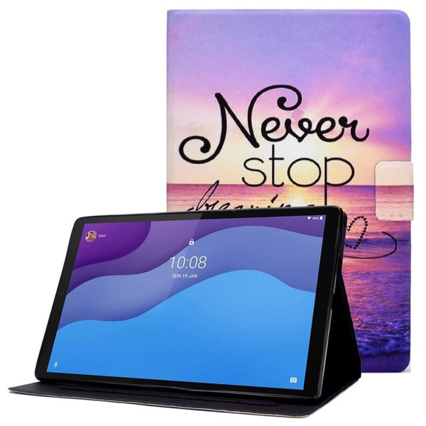 Lenovo Tab M10 (Gen 3) viileä kuvio nahkakotelo - Never Stop Dreaming