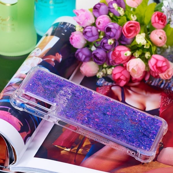 Samsung Galaxy A7 beskyttelses deksel av TPU med glitter pulver kvikksand - mørke lilla