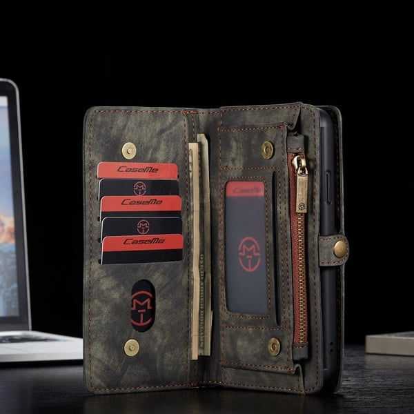 CaseMe iPhone 11 Pro Max Zipper Wallet kotelot - Harmaa