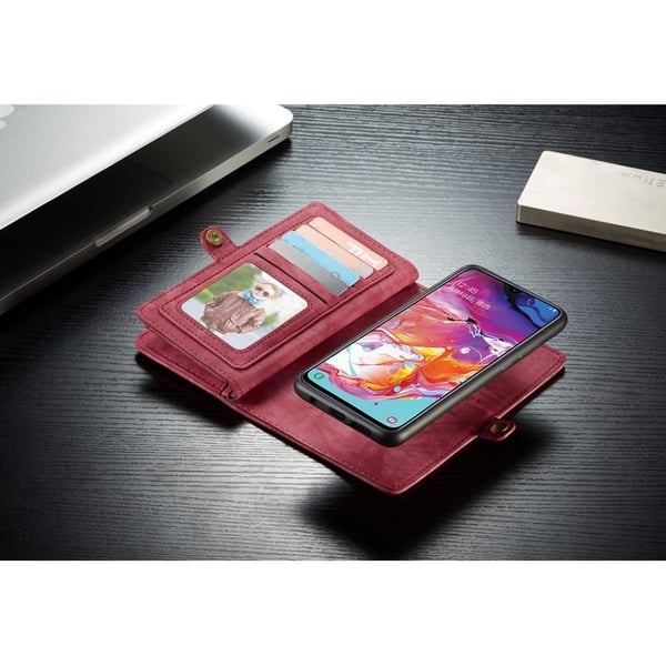 CaseMe Samsung Galaxy A70 Zipper Wallet Etui - Rød