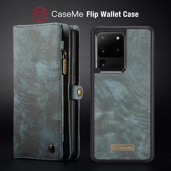 CaseMe Samsung Galaxy S20 Ultra Zipper Wallet Etui - Blå
