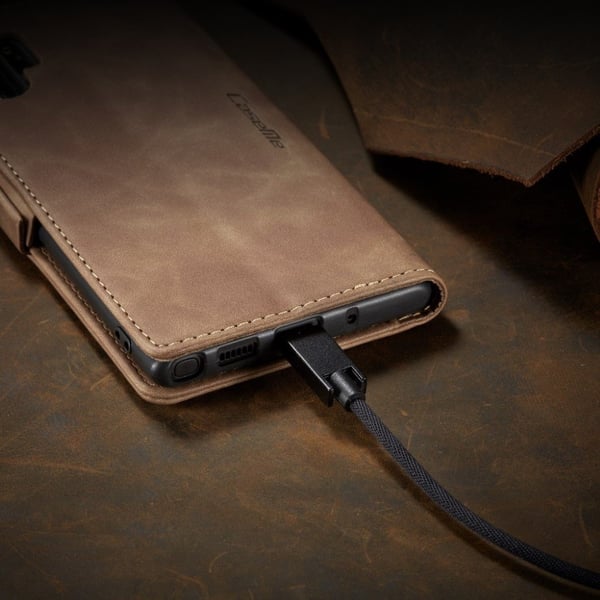 CaseMe Samsung Galaxy Note 10 Plus Vintage Etui - Lysebrun