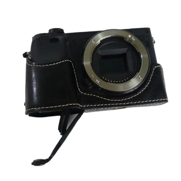 Sony A6400 / A6300 / A6000 puoli runkoa suojaava nahkakotelo - Musta Sony A6400 / A6300 / A6000 puoli runkoa suojaava nahkakotelo - Musta