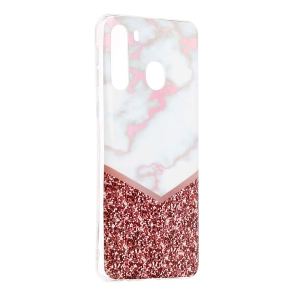 Marble Samsung Galaxy A21 kuoret - Valkoinen Marmori ja Glitter