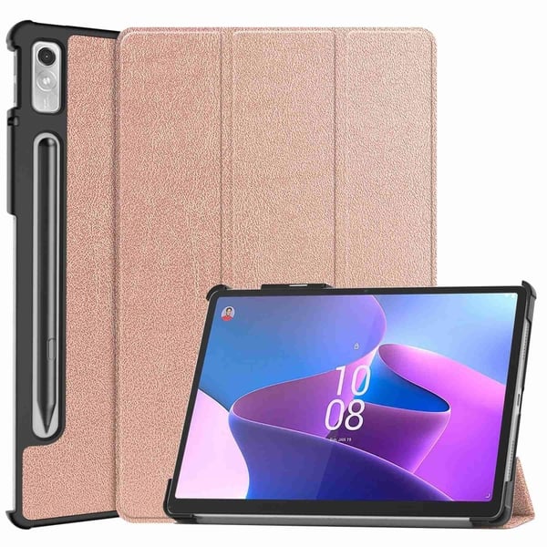 Tri-fold skinnstativveske for Lenovo Tab P11 Pro (2. generasjon) - Rose Gull