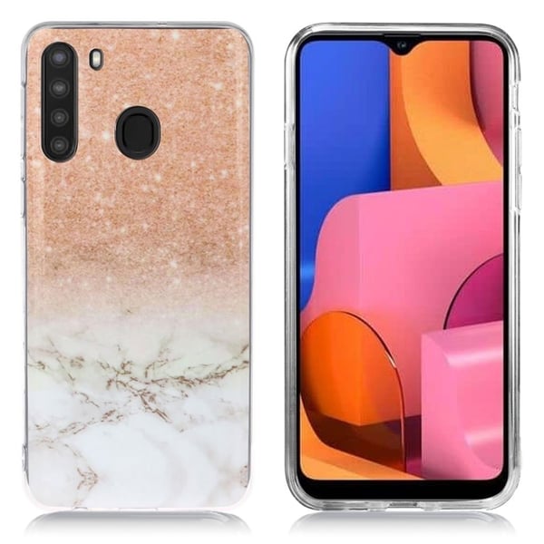 Marble Samsung Galaxy A21 kuoret - Luumu / Valkoinen Marmori