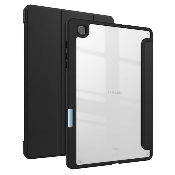 Samsung Galaxy Tab S6 Lite skinnveske med akryl bakside og pennholder - Svart