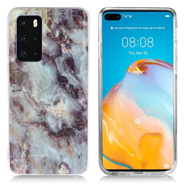 Marble Huawei P40 kuoret - Teal / Musta Marmori