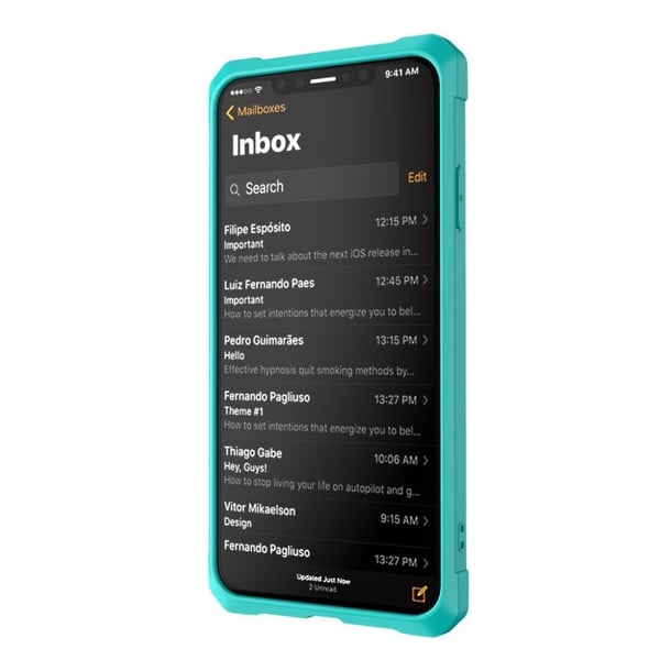 iPhone XS -puhelimen nahkapäällysteinen kotelo - Syaani