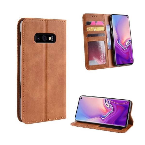 Samsung Galaxy S10e Vintage Lommeboketui I Skinn - Brun