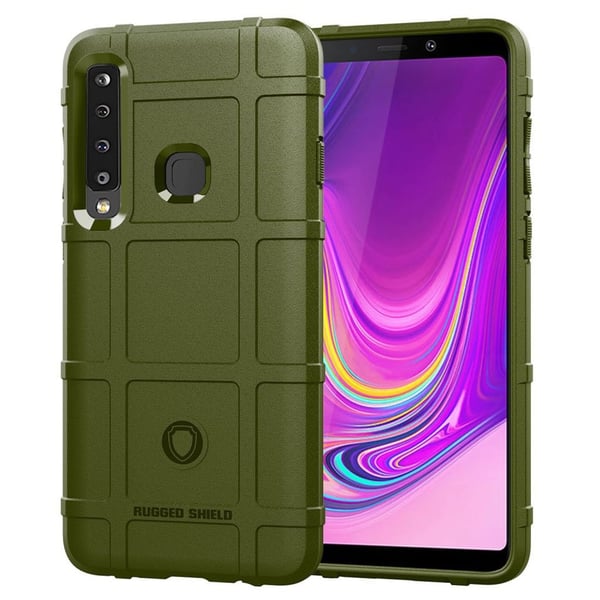 Samsung Galaxy A9 (2018) beskyttelsesetui i silikone med gitter tekstur - Army Grøn