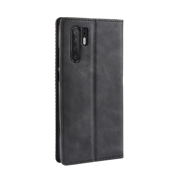 Huawei P30 Pro Vintage Lommeboketui I Skinn - Svart