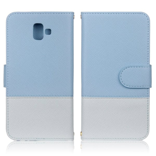 Samsung Galaxy J6 Plus (2018) flipfodral i läder med korsstruktur - Baby Blå Samsung Galaxy J6 Plus (2018) flipfodral i läder med korsstruktur - Baby Blå