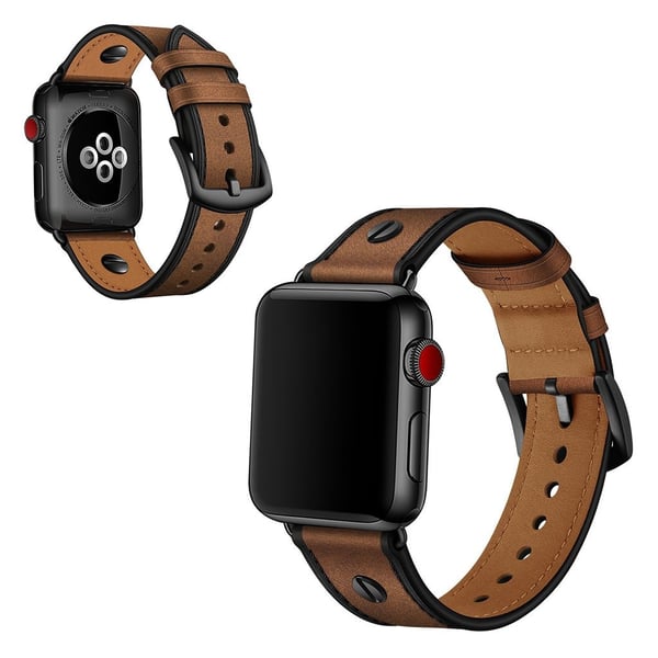 Apple Watch Series 5 44mm klinke innredning ekte skinn klokke band - Crazy Horse Brown