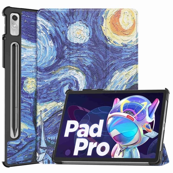 Lenovo Pad Pro 2022 läderfodral med trefaldigt mönster - Stjärnklar Natt